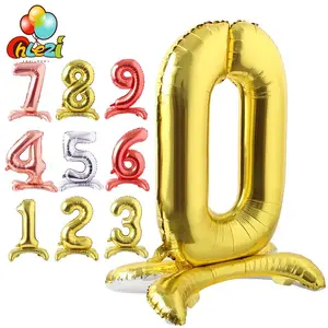 Rose Gold Silver Red Balloon Wedding Birthday Party Decorations Kids Toys Shower Standing Black Number 2 Birthday Balloons