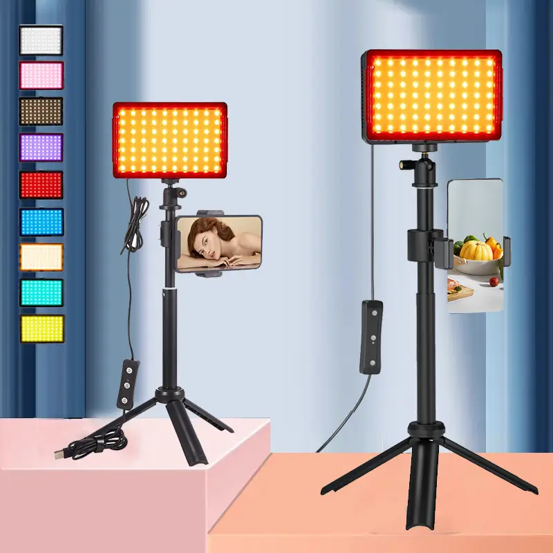 2-Pack Studio LED Video Light Streaming Lights Computer Light Camera Webcam Photo Lighting With Tripod Stand 9 Color Filters For Video Recording Filming Photography Video Conferencing Zoom