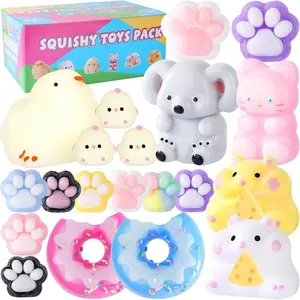 Taba Squishy 20Pack, Fufu Squishy Fidget Toys Kit, Include Squishies Chick Toys, Cat Paws, Hamster, Stress Relief Toy, Squeeze Toys, Party Favors, Birthday Gift for Girls, Boys, Kids