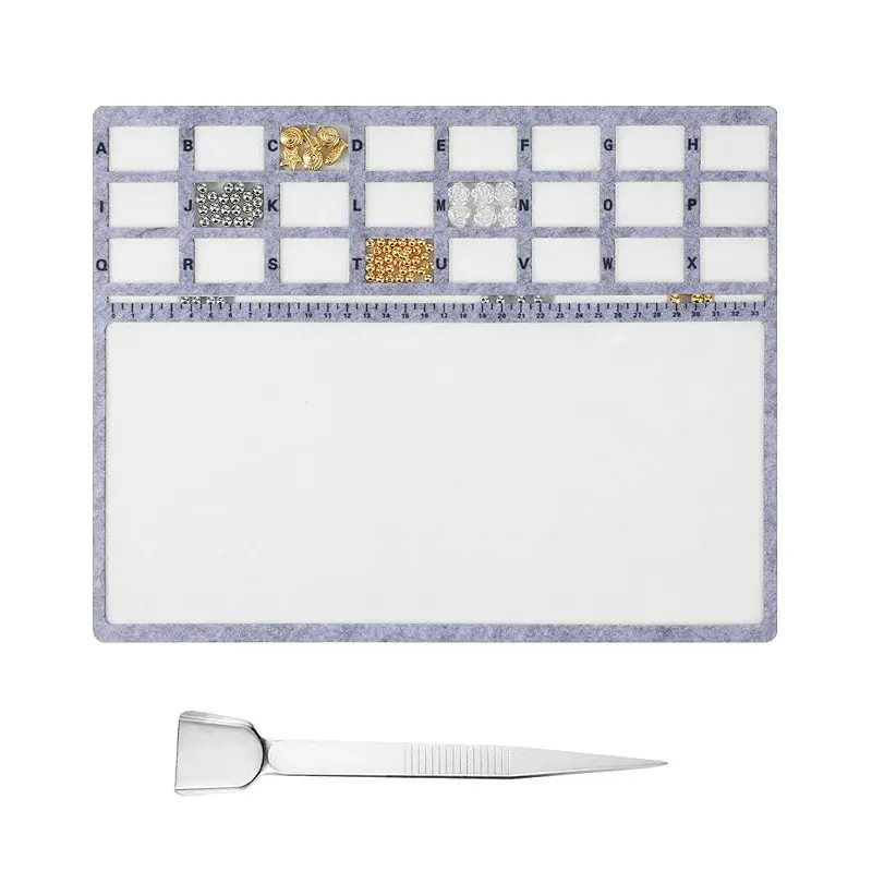 Felt Bead Board DIY Jewelry Making Tray, Handmade Bracelet Necklace Holder with Grid, Craft Supplies for Beading Projects, Bead Storage Tray
