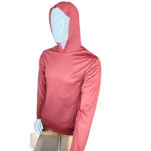 Ultra light weight Burgundy Long sleeve hoodie shirt / polyester birdeye Fabric for quick dry (True To Size)