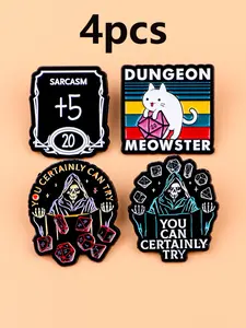 4pcs/set Game Character Brooches, Vintage Punk Design Cool Badges, Perfect Party Accessories for Bags Clothes Hats, Drop Set Pins, Pin Included