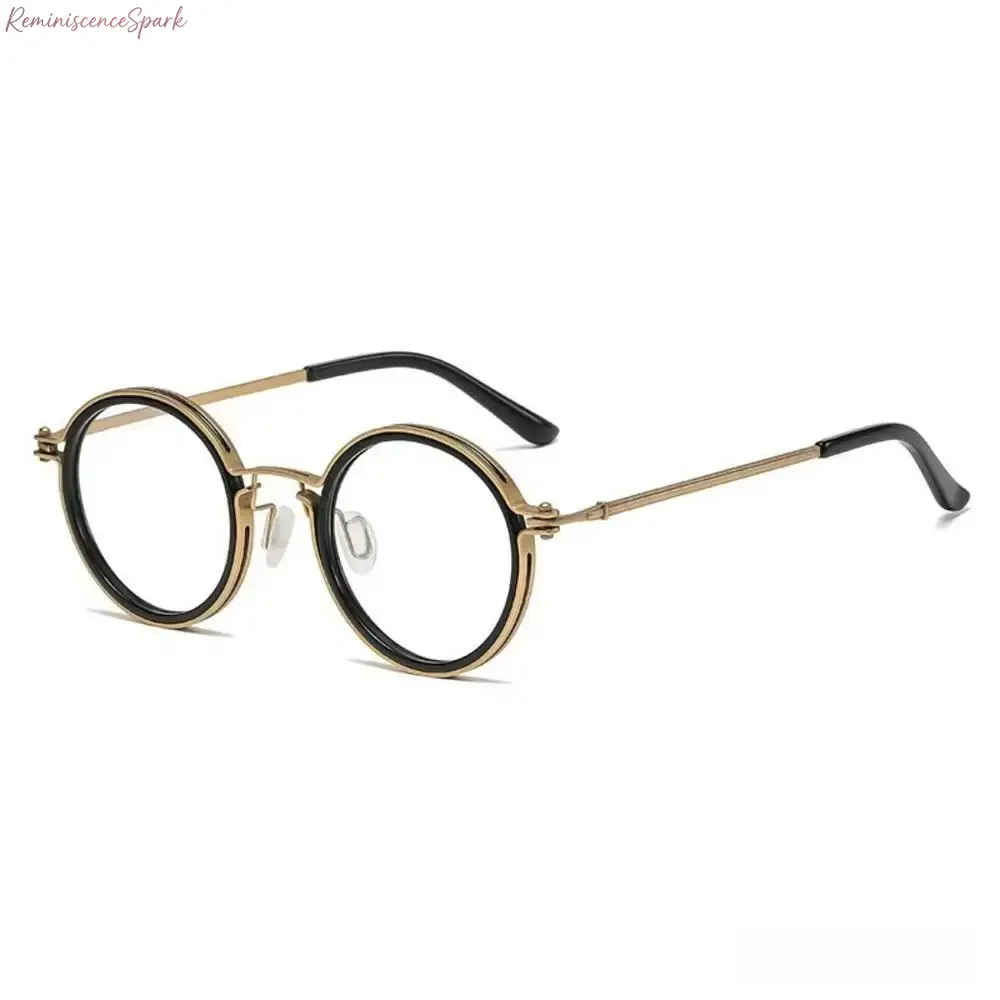 Unisex Round Frame Anti Blue Light Glasses, Clear Lens Lightweight Metal Frame Eyeglasses, Anti Eyestrain Eye Protection Design Perfect for Office Work, Computer Use, Study & Daily Casual Wear