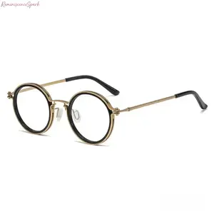Unisex Round Frame Anti Blue Light Glasses, Clear Lens Lightweight Metal Frame Eyeglasses, Anti Eyestrain Eye Protection Design Perfect for Office Work, Computer Use, Study & Daily Casual Wear