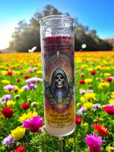 Santa Muerte 7 Powers Coconut Palm Candle - Decorative Candle for Home Decor & Ornaments Decoration Ambiance Illuminate Unique Flower Design