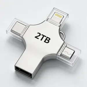 4 in 1 Multi-Function USB 3.0 U Disk 2TB External Storage for iPad Android Phones PC High-Speed Compact Gift for Men Boyfriend