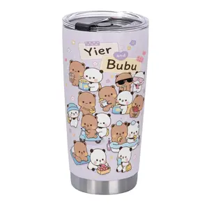 1pc Yier and Bubu Anime Tumbler, 20oz Vacuum Insulated Stainless Steel Cup with Cute Yier and Bubu Characters, Double-Wall Thermal Mug for Hot/Cold Drinks, Reusable Drinkware, Kawaii Aesthetic, Viral TikTok Gift, Cute Cartoon Cup