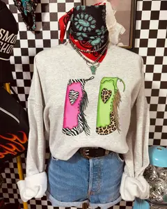 The watercolor chaps sweatshirt, Crewneck T-shirt, Western Hoodie, Country Concert Wear, Cowgirl Fashion Outfits, Women's Tops, Western Boutique Rodeo Clothing, Vintage Graphic Tees for Women