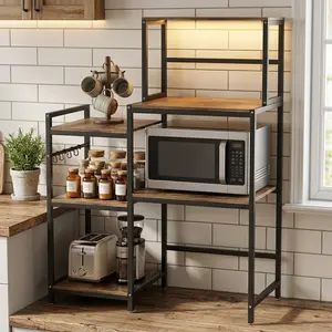 5-Tier Kitchen Storage Rack, Heavy Duty Baker Rack with Shelves, Multi-Use Utility Storage Shelf for Mini Fridge, Microwave, Dorm & Kitchen