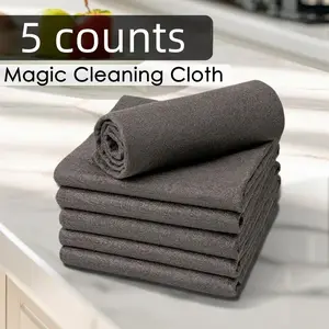 5 Pack Thick Magic Cleaning Cloths, Ultrafine Fiber Scratch-Free Reusable Towels, Multi-Functional Cleaner for Glass Kitchen Car Windows, Absorbent Detailing Cloth