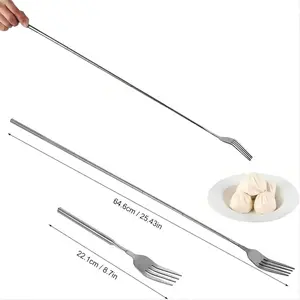 Stainless Steel Extendable Fork - Telescopic BBQ Fork, 25.4 inch (4 pcs) - Long Handle, Extends for Tableware Supplies