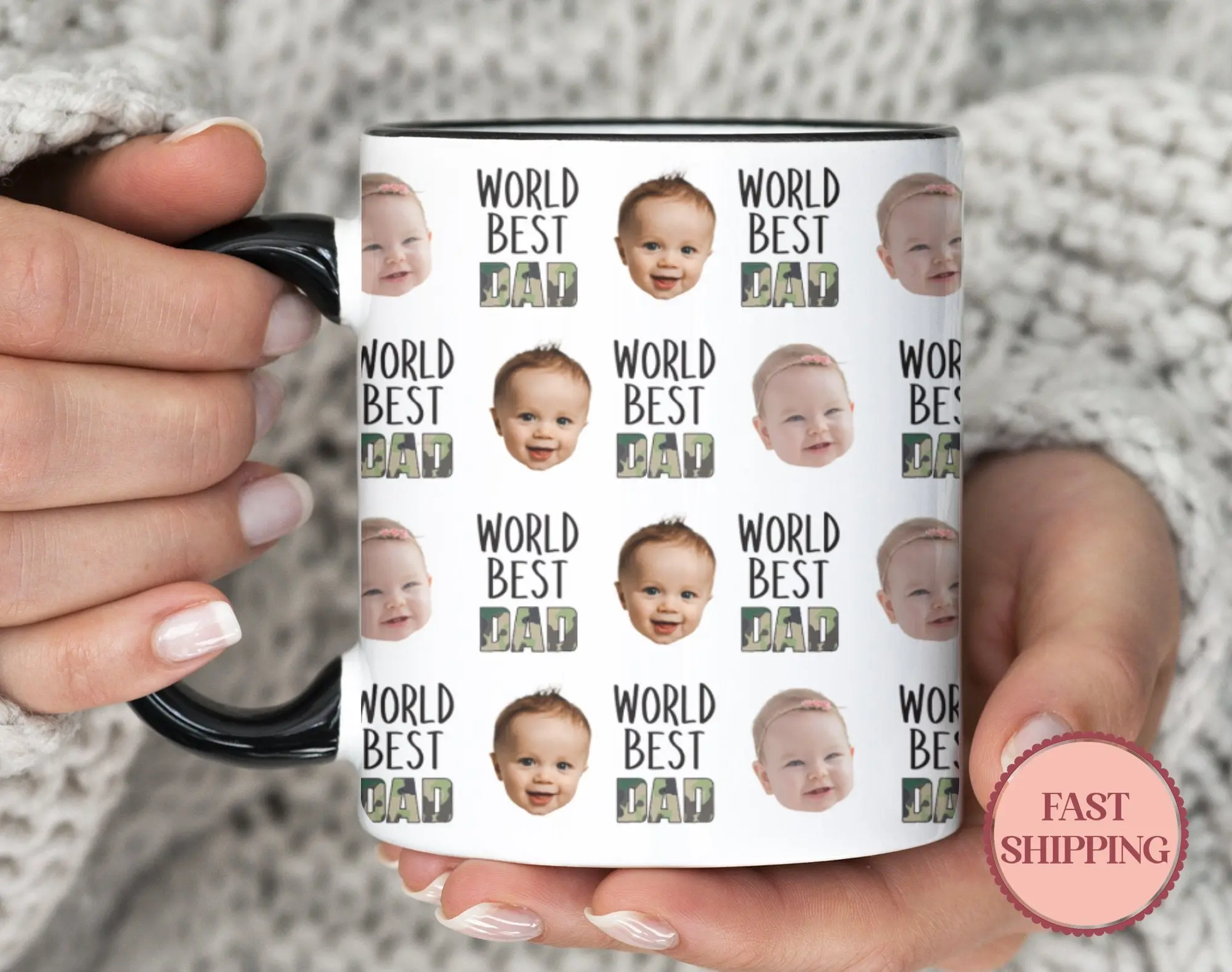 World Best Papa Coffee Mug • Personalized Mug with Baby Photo • Best Papa Ever Gift Mug • Cute Father's Day Gift