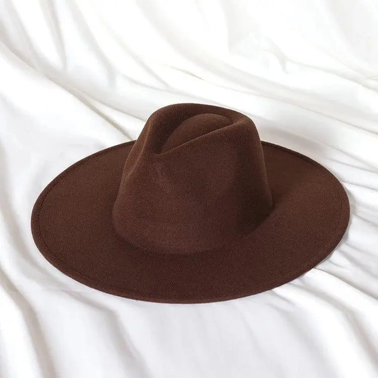 Wide Stiff Brim Fedora - Unisex Adjustable Cotton & Polyester Hat with 10cm Brim & 12cm Height - Sun Protection Fashion Accessory