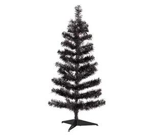 Northlight Tinsel Halloween Tree 3' Black Unlit