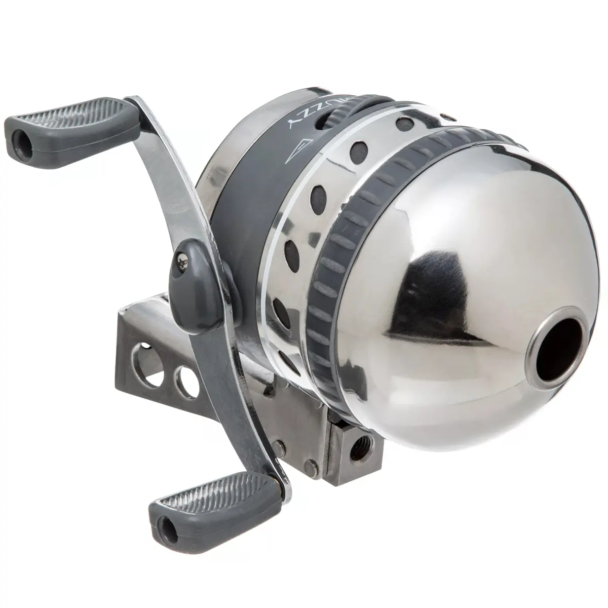 Muzzy XD Pro B Bowfishing Reel, Stainless Steel Spin-Style Design with Elongated Hood, 1-Bolt Mount and Pre-Spooled 150ft Line