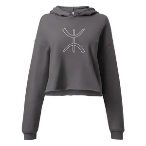 Crop Hoodie Long Sleeve 52% Airlume Combed Cotton 48% Poly Fleece Dropped Shoulder Raw Hem Matching Drawstrings