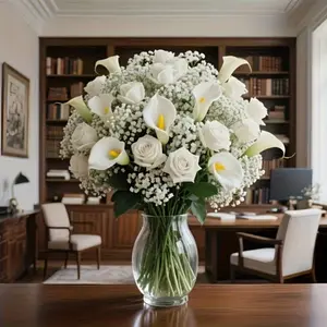 120pcs Artificial Flowers Set, High-Quality Roses, Full Stars, Lilies, Ideal for Weddings, Home Office Decor, Mother's Day, Spring Arrangements, Fake Flower