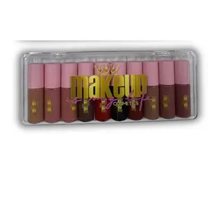 Makeup Cosmetics Lipstick Box - 10 Long Lasting Matte Lipsticks for Bold to Subtle Shades - Glossy Finish - Must Have for Beauty Enthusiasts