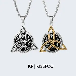 KISSFOO Stainless Steel Norse Rune Celtic Knot Necklace Protective Accessories for Men Women KISSFOO Stainless Steel Norse Rune Celtic Knot Necklace Protective Accessories for Men Women