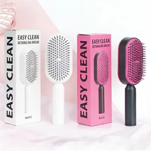 1pc Self-Cleaning Detangling Hair Brush – Push-to-Clean One-Button Hair Release, 3D Air Cushion Scalp Massage, Wet & Dry Styling Comb for Long, Curly & Straight Hair, Unisex, Multi Purpose Brush, Versatile Hair Types