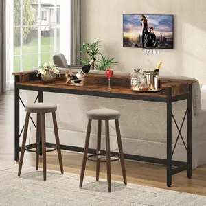 TRIBEWOOD Sofa Table with Outlets and USB Ports, 70.9 inch Extra Long Console Table Behind Couch with Charging Station, Industrial Narrow Entryway Hallway Accent Table for Living Room