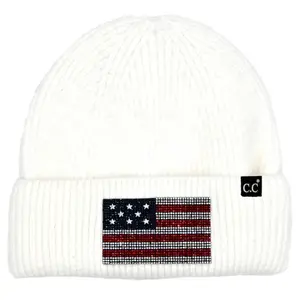 C.C American Flag Rhinestone Beanie