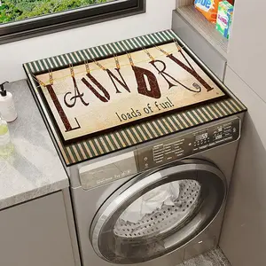 Washer and Dryer Covers for the Top 23.62" x 20" Non-slip Dryer Top Protector Mat "Laundry Room" Dust-Proof Top Cover for Home Kitchen Laundry Room, Fits Most Washers or Dryer (Style4) Pad Silicone