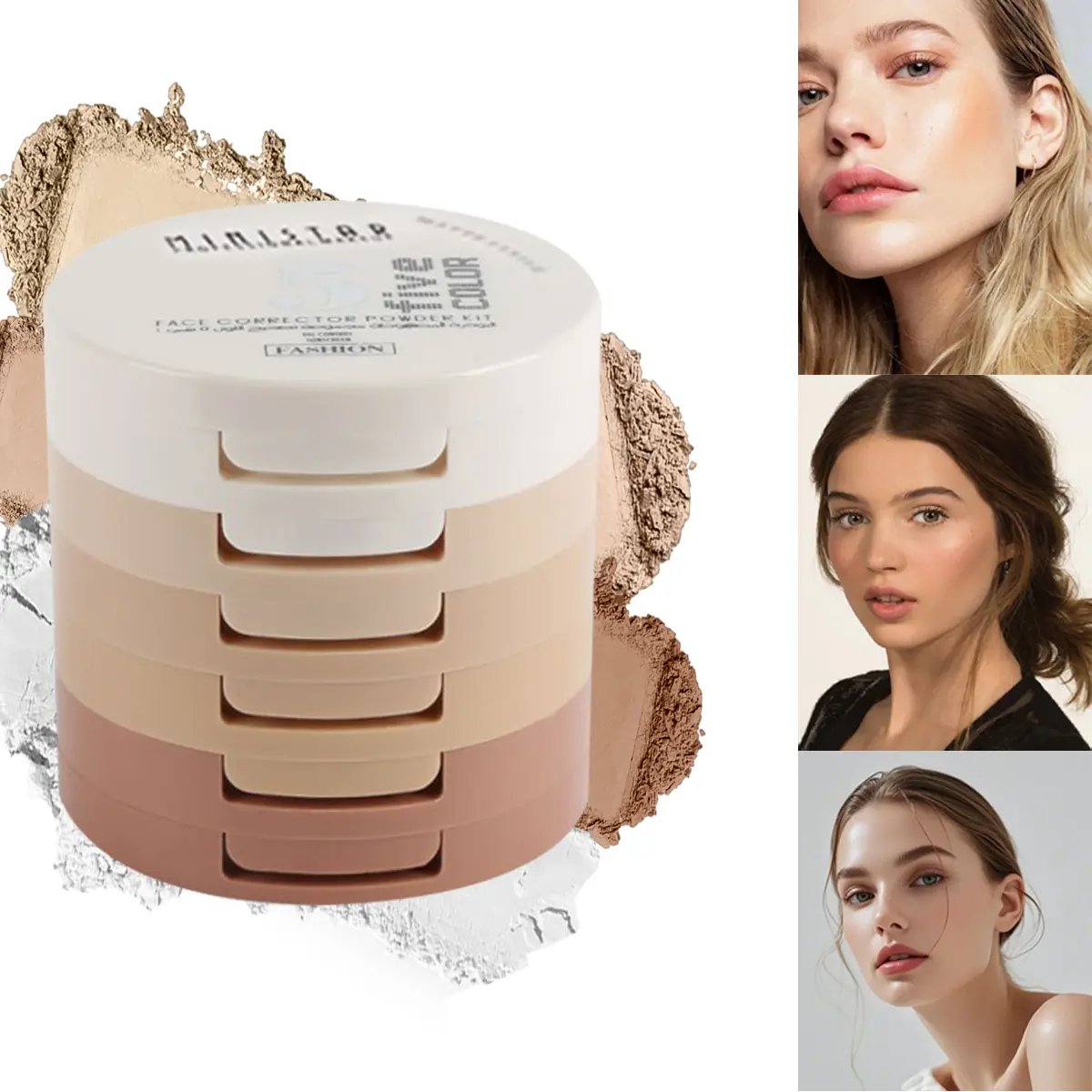 5 in 1 Long Lasting Glow Natural Powder Blush, 1 Count Waterproof Oil Control Makeup Setting Powder, Hydrating Moisturizing Concealer, Dry and Wet Dual Use Makeup Product, Cosmetic, Lightweight Natural Look, Flawless, Beauty Cosmetics, Cosmetics Products
