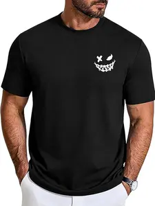 Mens Graphic T Shirt Minimal Chest Print Regular Fit Casual Summer Crew Neck Tee