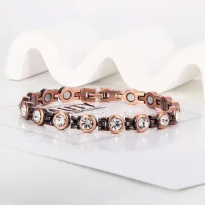 99.99% Pure Copper Magnetic Zirconia 1pc Bracelet - Copper Ankle Bracelet for Women and Men with Magnets