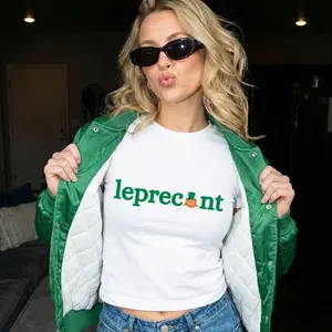 Leprecunt Baby Tee, Leprechaun Crop Top, Pinterest Aesthetic Party Outfit, Bar Crawl Matching Shirt, Trendy Sorority Sister Going Out Top