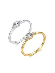 S925 Silver Zircon Three Stone Ring for Women, Wedding Engagement Anniversary Party Jewelry Gift, Elegant and Stylish Design