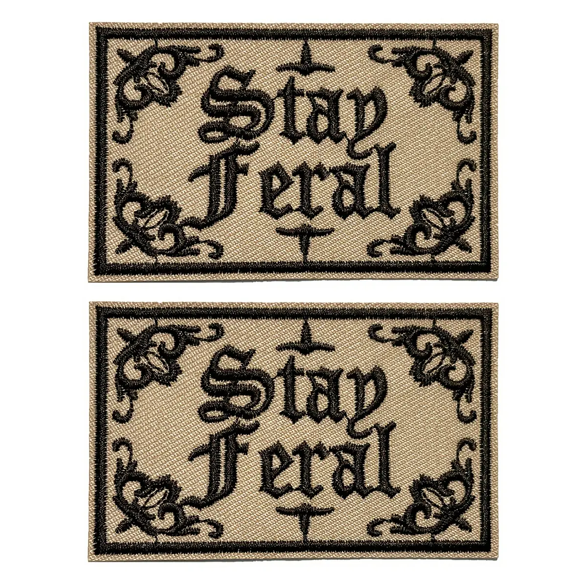 Gothic Style Stay Feral Embroidery Patch, 2 Counts/set Iron on Patch, Sewing Patch for Clothes, Jeans, Jacket, Bag, Hat, DIY Embroidery Supplies, Embroidered Patches