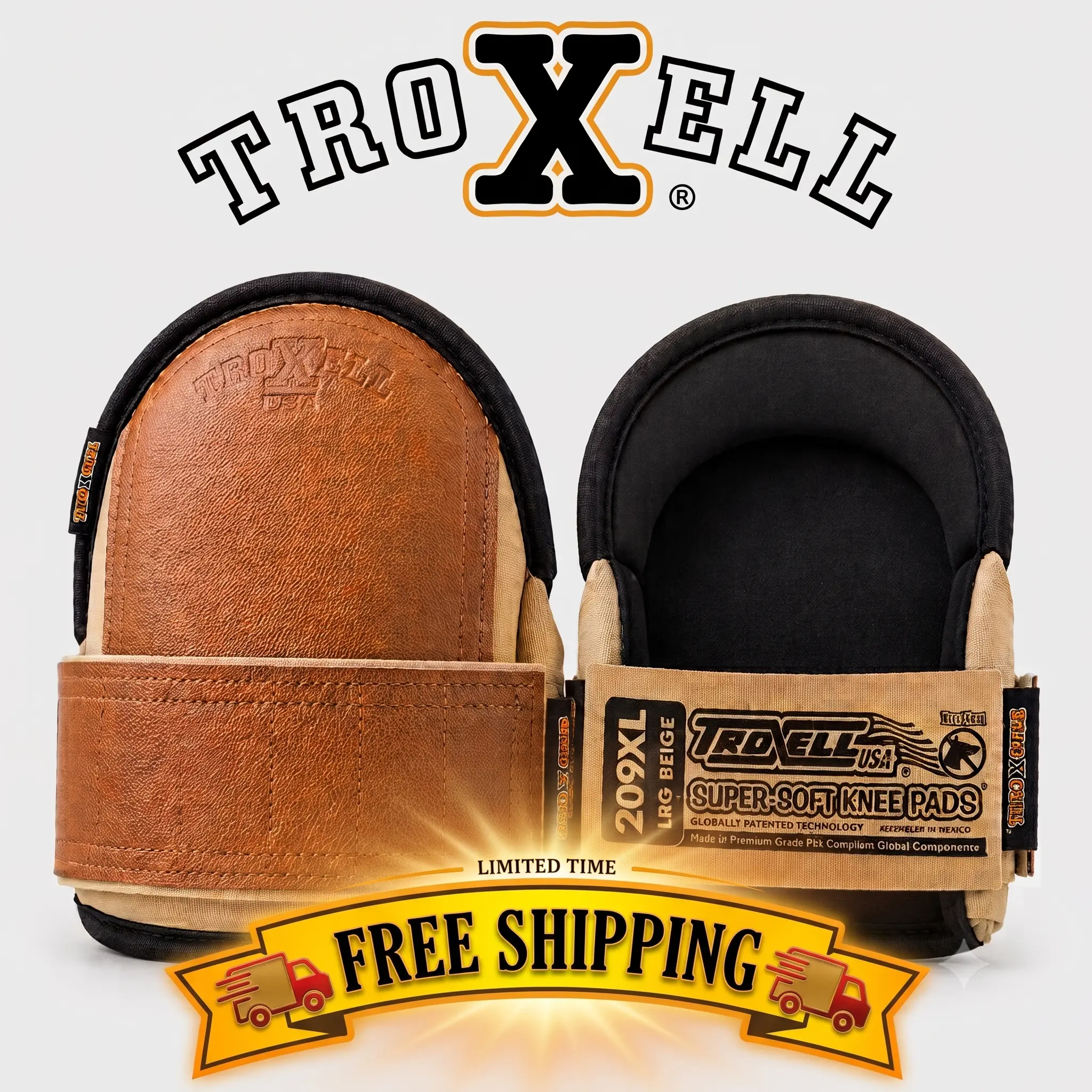TROXELL Knee Pads for Work - Thick Foam Cushioning, Comfortable All-Day Knee Protection, Large