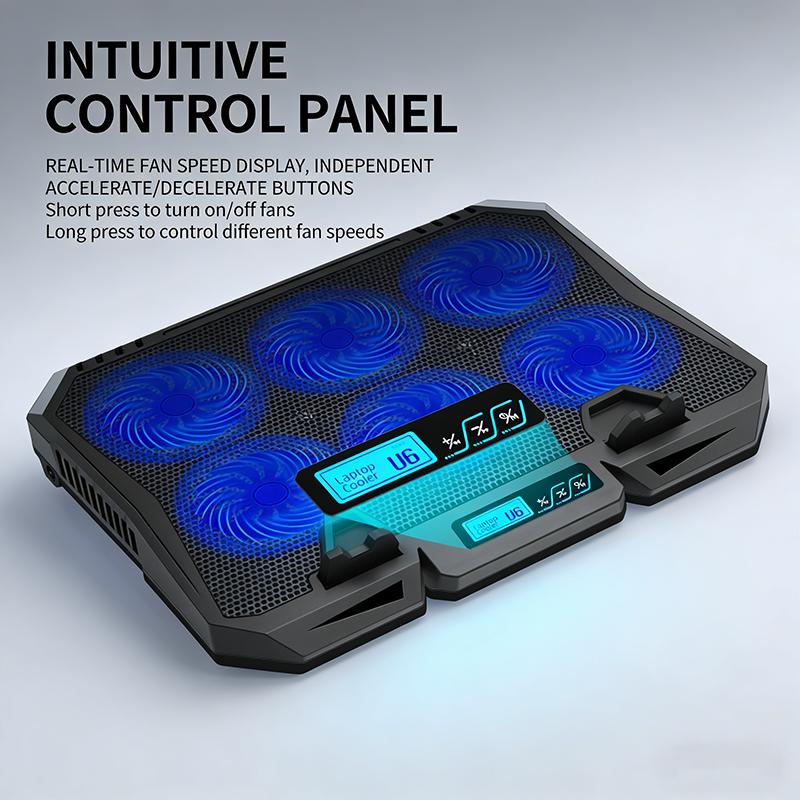Laptop Cooler with 7-Level Adjustable Fan Stand and Display Screen Base