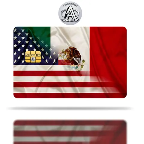 Mexican American Flag Debit Card Skin/Decal - High Quality Vinyl for Customization and Personalization