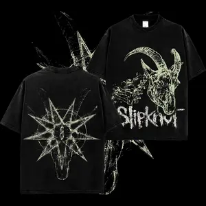 [MetalStyle] Slipknot 'Masks Metal' Unisex Acid Washed Hoodie T-Shirt – 100% Heavy Cotton Rock Groove Metal Washed Tee, Groove Metal Rock Band Washed Shirt, Oversized Vintage Tee, Heavy Metal Merch, Gift for Rock Fans