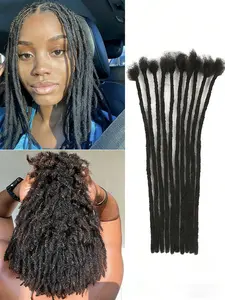 1B Natural Black Human Hair Dreadlocks Extensions 0.2cm Thin Size 10 Strands Per Pack Multiple Sizes Soft Durable Handmade Dread Hair for Women