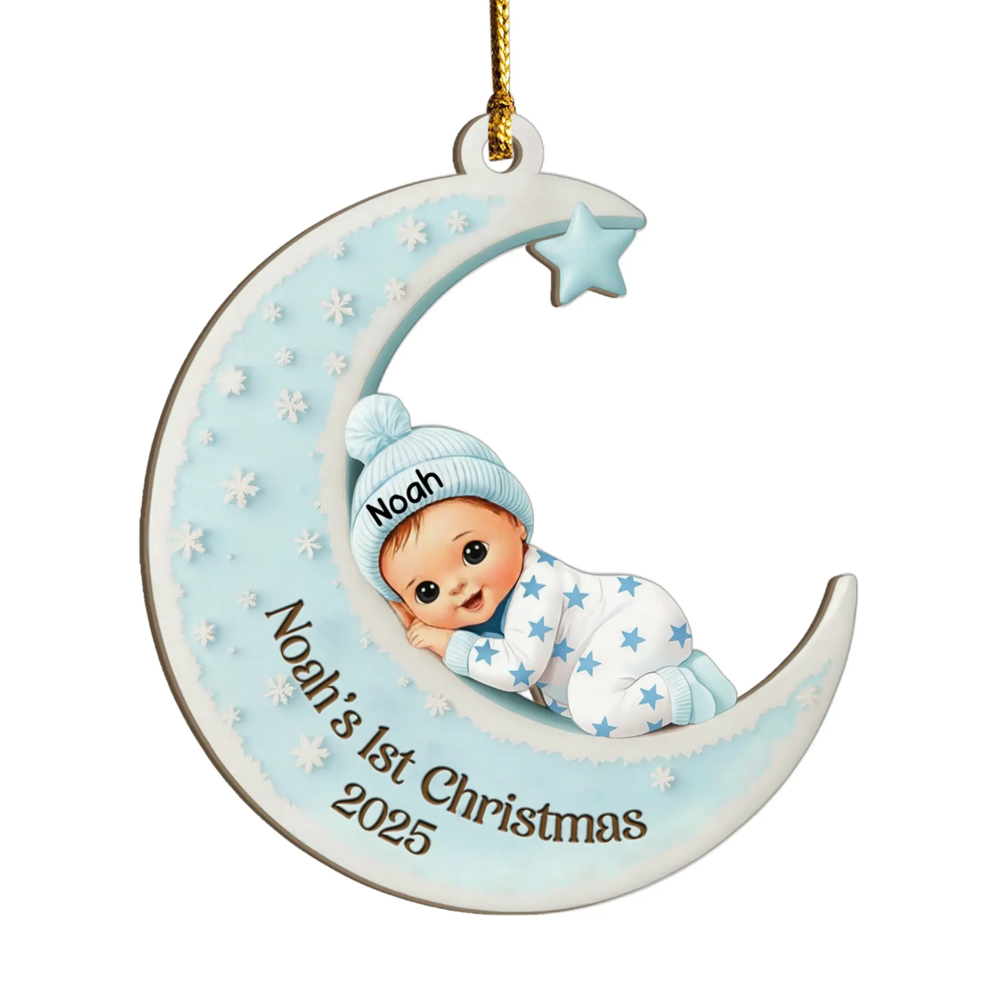 Baby’s First Christmas Ornament 2025 – Personalized Baby Gift | Custom Newborn Ornament | Baby Girl & Boy First Christmas Keepsake Bauble