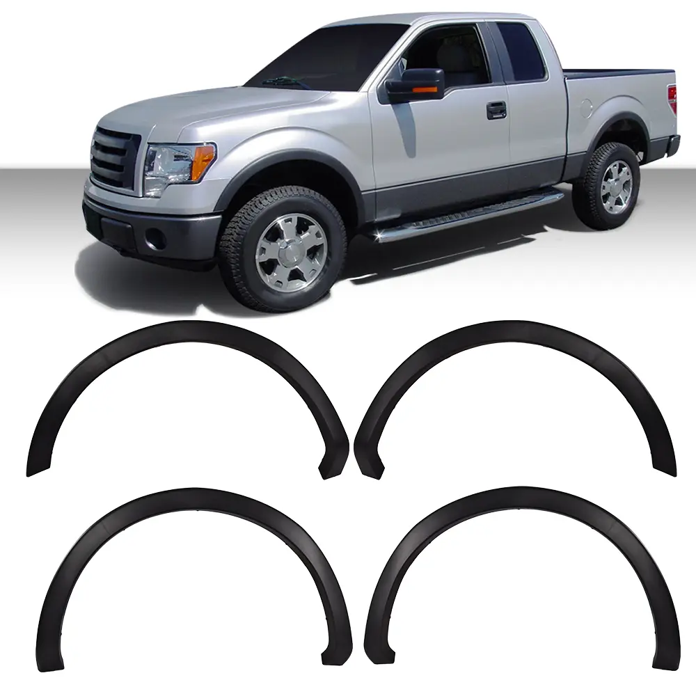 4PC Matte Black Factory OE Style Vehicle Fender Flares Set, Injection Molded Car Accessories Auto Parts Accessories, Fit for 2009-2014 Ford F150 Styleside 67.0" 78.8" 97.4" Bed Truck Wheel Well Guards Decoration