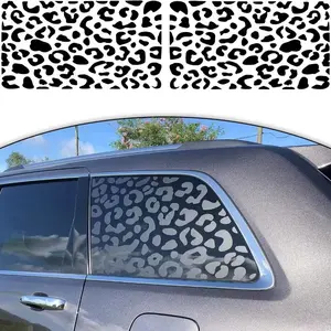 2 pieces per sheet. Leopard print car stickers. Jeep car C-window privacy camouflage stickers. Personalized creative self-adhesive side window side panel stickers for decorative use with leopard material stickers.