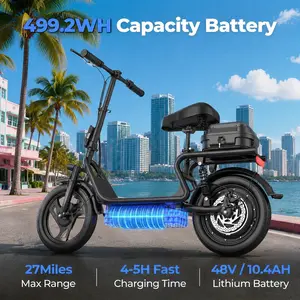 ESBS Electric Scooter, Peak Power 750W, Top Speed 22 mph, Battery 10.5-22.5Ah, Driving Range 20-60 Miles, Adjustable Height, Electronic Brake, 14-inch Inflatable Tires.