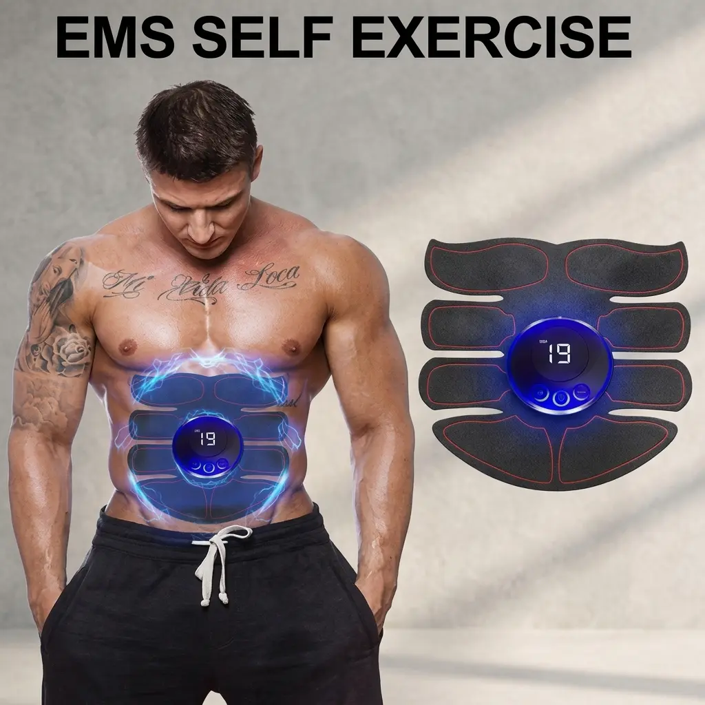 EMS Abdominal Muscle Stimulator – ABS Toning Belt with Arm Training Patches