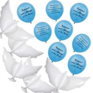 20 Blue Memorial Balloons for Funerals, Remembrance & Bereavement with 6 Dove Shaped Balloons