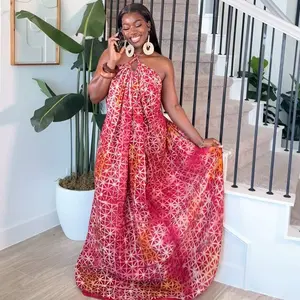 The Eve Dress - Backless Casual One-Shoulder Maxi Dress for Women with Bold Red Swirl Pattern - Womenswear
