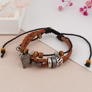 Bracelet Jewelry | Retro Hand-Woven Leather Cross Bracelet | Casual Hip Hop Accessory | Daily/Streetwear | Vintage Boho Charm