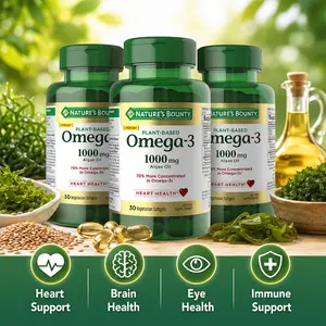 Omega 3, Plant-Based Omega 3 Fatty Acid Supplement, 520mg, Supports Whole Body Health Including Heart, Skin, Joint, 30 Vegetarian Softgels, Fish Oil Alternative