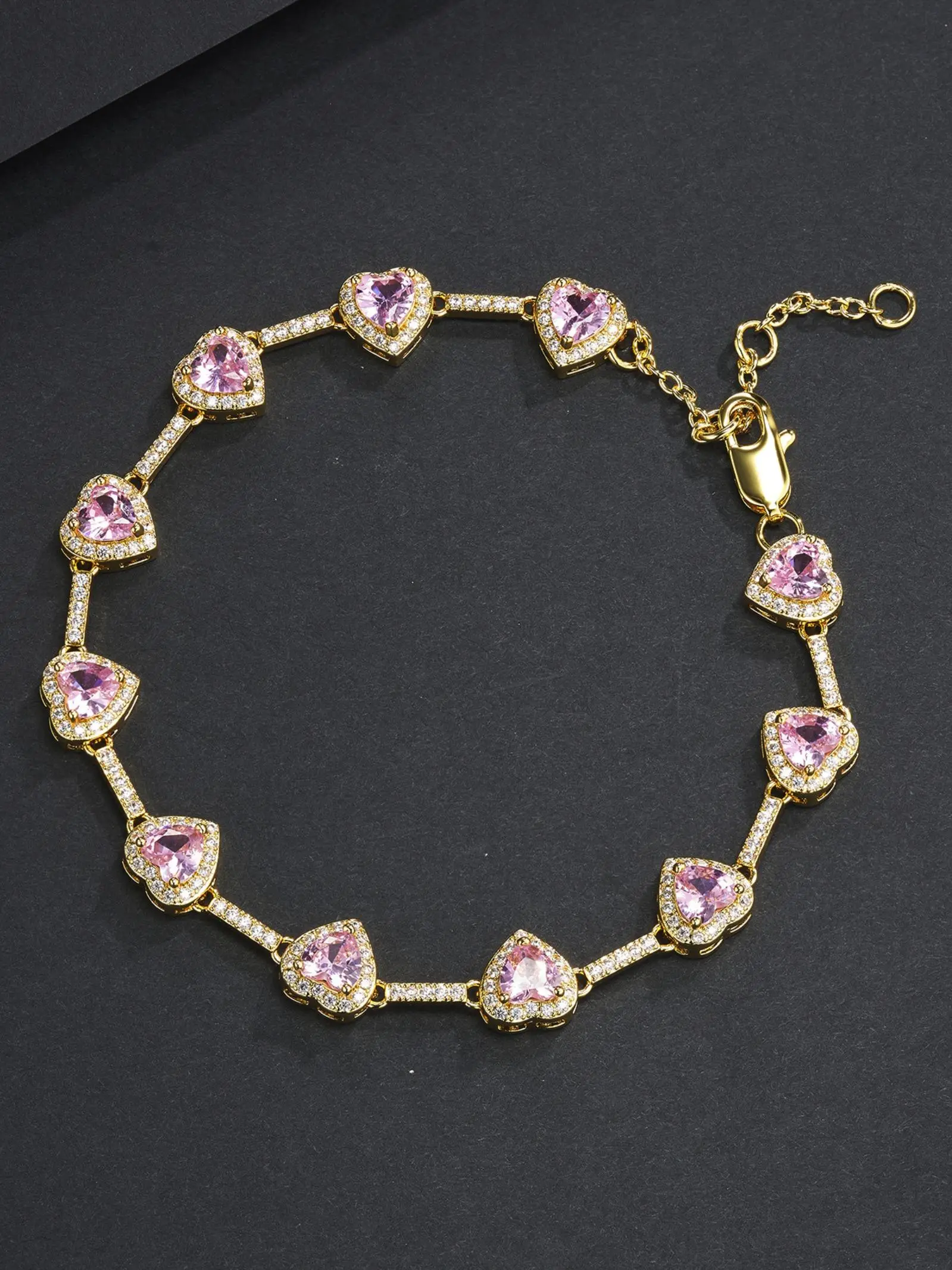 Mother's Day Gift Pink Heart Design Anklet, Fashionable Adjustable Anklet for Women & Girls, Trendy All-match & Exquisite Jewelry for Birthday Gift, Fashionable Trendy Jewellery, Trendy Fashionable Accessories, Wearable Jewelry