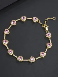 Pink Heart Design Anklet, Fashionable Adjustable Anklet for Women & Girls, Trendy All-match & Exquisite Jewelry for Birthday Gift, Fashionable Trendy Jewellery Accessories, Dainty Layered Anklet