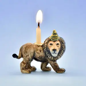 Lion Cake Topper  | ️ Camp Hollow Porcelain Party Animal Candle Holder | Birthday Party Gift
